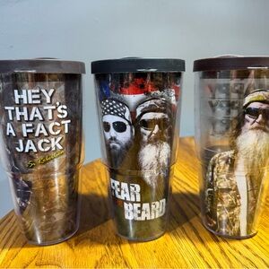 Set of 3 - Duck‎ Dynasty - TERVIS - Large tumblers! Fear the beard! Happy Happy!